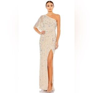 Mac Duggal 93635 - Embellished One-Shoulder Evening Dress SIZE 14 NUDE $698